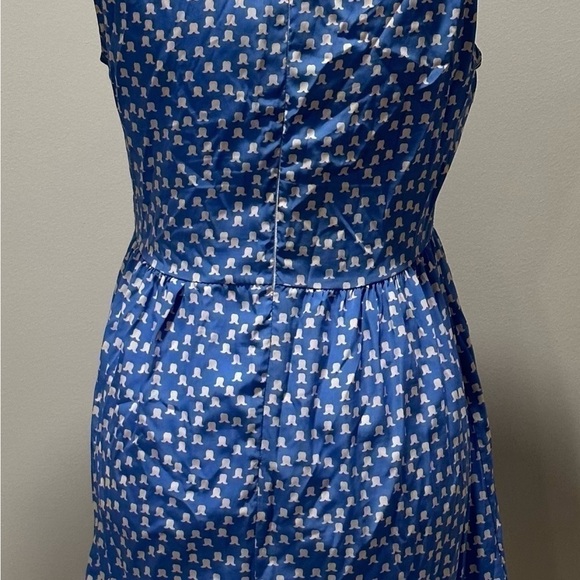 Anthropologie Needle & Thread Cornflower Blue & White Print Sleeveless Dress Med - Picture 4 of 5